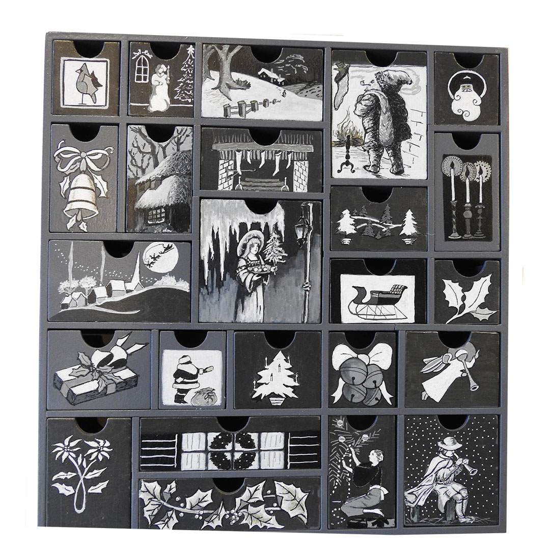 Handpainted-gray-scale-wooden-advent-calendar